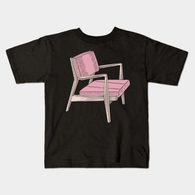 Pink Modern Chair Kids T-Shirt by A.P.